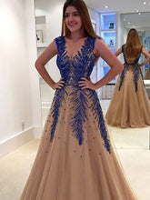 Luxury Prom Dresses V-neck A-line Long Sexy Sparkly Prom Dress JKL1000|Annapromdress
