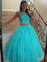 Two Piece Prom Dresses Ball Gown Sparkly Prom Dress Sexy Evening Dress JKL1005|Annapromdress