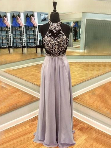 Sparkly Prom Dresses High Neck A line Long Sexy Beautiful Prom Dress JKL1007|Annapromdress