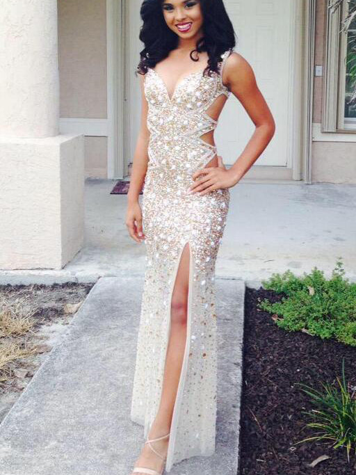fitted lace wedding dress Sexy Luxury Prom Dresses Straps Rhinestone Long Prom Dress/Evening Dre –  Anna PromDress