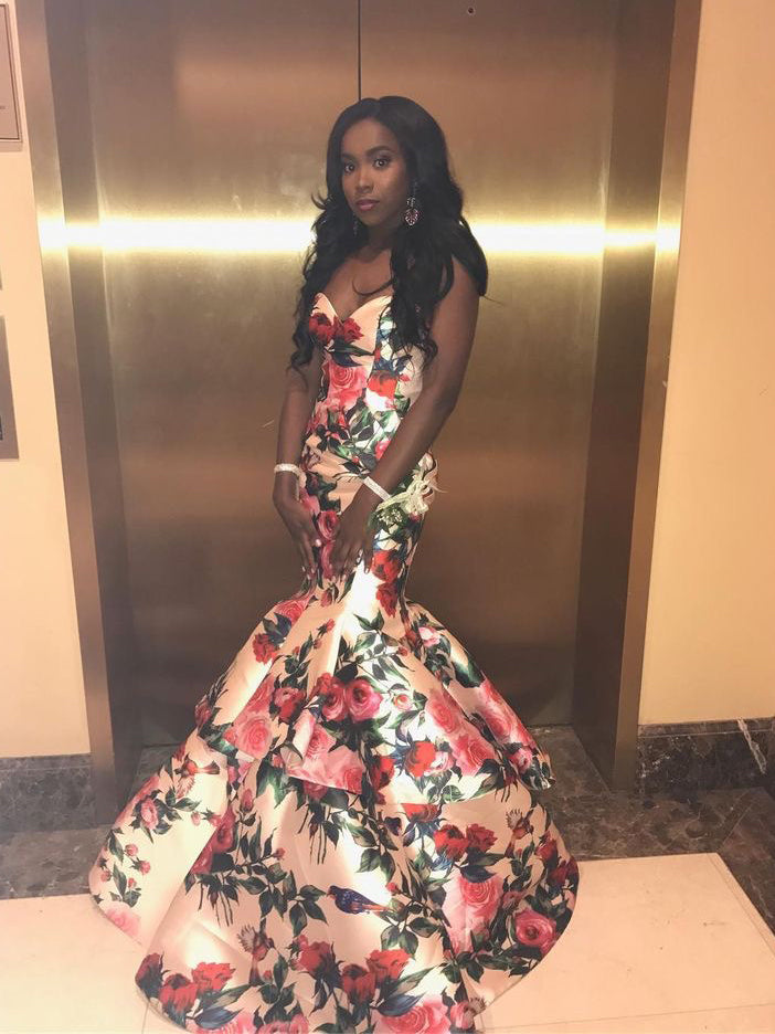 Mermaid Prom Dresses Sweetheart Rose Floral Print Chic Prom Dress JKL1 Anna PromDress Mermaid Prom Dresses Sweetheart Rose Floral Print Chic Prom Dress JKL1 Anna PromDress