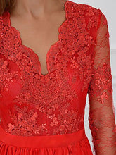 Long Sleeve Prom Dresses A-line Lace Prom Dress Long Evening Dress JKL1021|Annapromdress