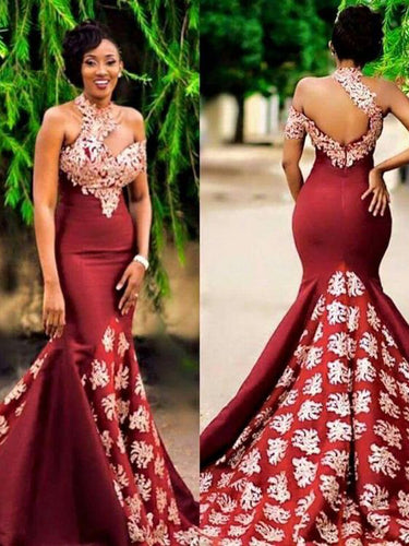 Beautiful Prom Dresses One Shoulder Mermaid Burgundy Chic Prom Dress JKL1022|Annapromdress