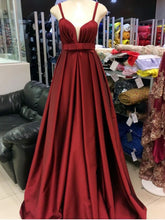 Simple Prom Dresses Straps A-line Long Burgundy Cheap Prom Dress JKL1026|Annapromdress