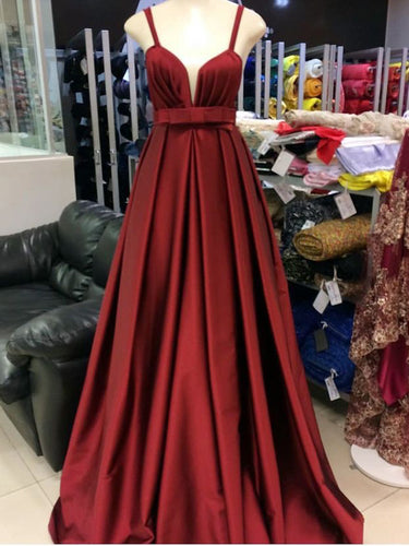 Simple Prom Dresses Straps A-line Long Burgundy Cheap Prom Dress JKL1026|Annapromdress