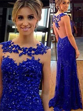 Beautiful Prom Dresses Royal Blue Sheath/Column Long Prom Dress/Evening Dress JKL102