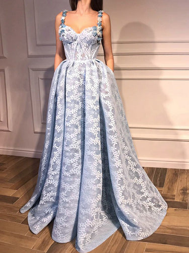 Beautiful Prom Dresses Lace A-line Floor-length Long Prom Dress JKL1039|Annapromdress