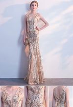 Sparkly Prom Dresses Straps V-neck Mermaid Long Lace Prom Dress JKL1045|Annapromdress