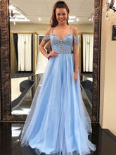 Long Prom Dresses Aline Straps Beading Prom Dress Sexy Evening Dress JKL1046|Annapromdress