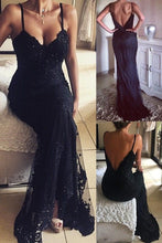 Black Prom Dresses Sheath Spaghetti Straps Backless Prom Dress JKL1047|Annapromdress