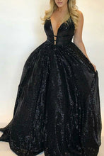 Sparkly Prom Dresses A-line Simple Long Black Prom Dress Sexy Evening Dress JKL1049|Annapromdress