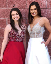 Sparkly Backless Prom Dresses Spaghetti Straps V-neck Long Rhinestone Prom Dress JKL1056|Annapromdress