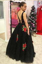 Black Prom Dresses A line Straps Beautiful Prom Dress Sexy Evening Dress JKL1061|Annapromdress