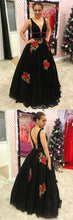 Black Prom Dresses A line Straps Beautiful Prom Dress Sexy Evening Dress JKL1061|Annapromdress