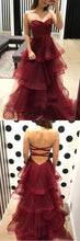 Burgundy Prom Dresses Sweetheart A-line Simple Open Back Long Prom Dress JKL1063|Annapromdress