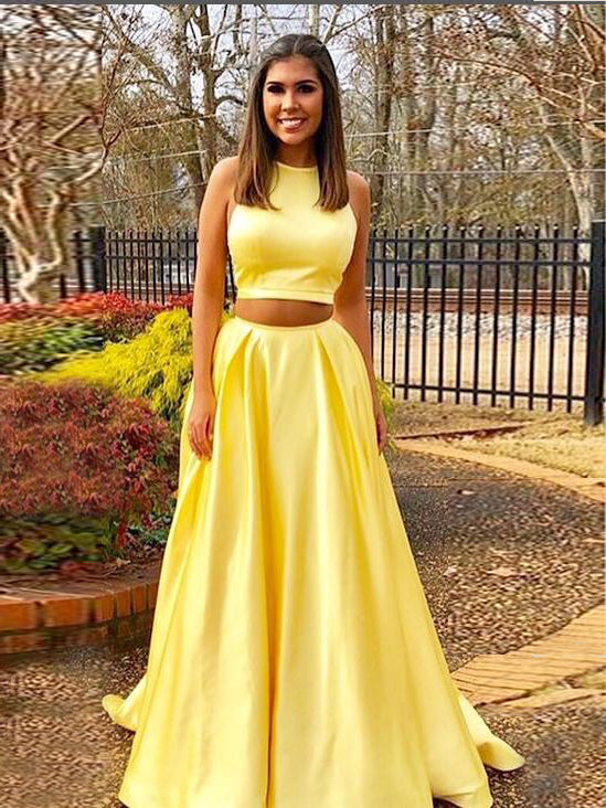 Two Piece Prom Dresses A line Simple Cheap Prom Dress Yellow Evening D Anna PromDress Two Piece Prom Dresses A line Simple Cheap Prom Dress Yellow Evening D Anna PromDress