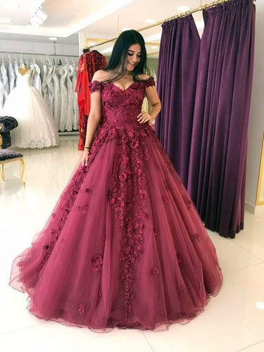 Beautiful Prom Dresses Off-the-shoulder Tulle Long Prom Dress/Evening Dress JKL106