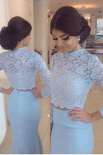 Long Sleeve Two Piece Prom Dresses Mermaid Prom Dress Lace Evening Dress JKL1072|Annapromdress