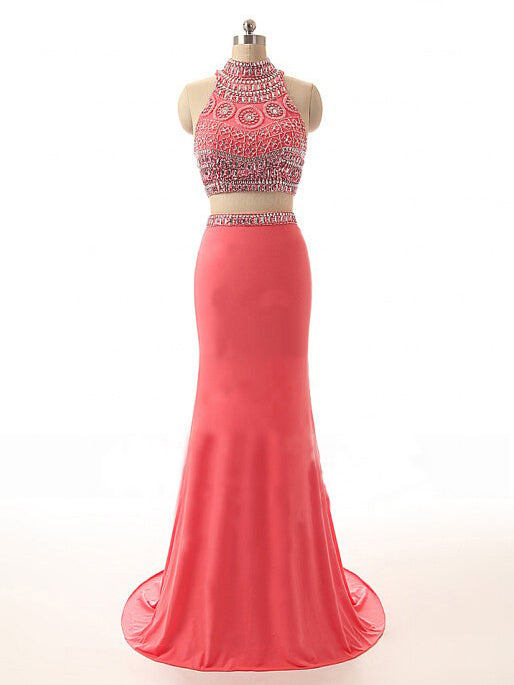 Two Piece Prom Dresses Mermaid Rhinestone Watermelon Long Sparkly Prom Anna PromDress Two Piece Prom Dresses Mermaid Rhinestone Watermelon Long Sparkly Prom Anna PromDress