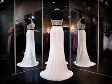 Two Piece Prom Dresses Sheath Rhinestone Halter Slit Prom Dress Sexy Evening Dress JKL1090|Annapromdress