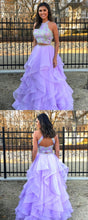 Two Piece Prom Dresses Floor-length Lilac Beautiful Organza Long Prom Dress JKL1099|Annapromdress