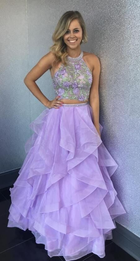 Two Piece Prom Dresses Floor-length Lilac Beautiful Organza Long Prom Anna PromDress Two Piece Prom Dresses Floor-length Lilac Beautiful Organza Long Prom Anna PromDress