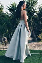 Cheap Prom Dresses Simple Spaghetti Straps Aline Grey Long Open Back Prom Dress JKL1105|Annapromdress