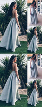 Cheap Prom Dresses Simple Spaghetti Straps Aline Grey Long Open Back Prom Dress JKL1105|Annapromdress