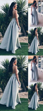 Cheap Prom Dresses Simple Spaghetti Straps Aline Grey Long Open Back Prom Dress JKL1105|Annapromdress
