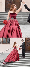 Beautiful Burgundy Prom Dresses Sweep Train Velvet Long A Line Prom Dress JKL1106|Annapromdress