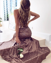Sparkly Prom Dresses Sheath Short Train Slit Prom Dress Long Evening Dress JKL1108|Annapromdress