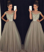 Chic Prom Dresses Bateau A-line Rhinestone Long Prom Dress/Evening Dress JKL111