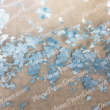 Beautiful Prom Dresses Blue Floral Lace Bateau Long Ball Gown Prom Dress JKL1111|Annapromdress