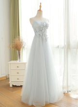 Chic Prom Dresses Sweetheart Floor-length Grey Tulle A Line Long Prom Dress JKL1114|Annapromdress