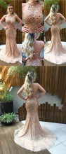 Open Back Prom Dresses Mermaid Long Halter Sparlky Prom Dress Sexy Evening Dress JKL1116|Annapromdress