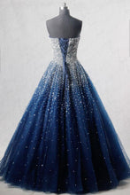 Sparkly Prom Dresses Strapless Dark Navy Sequins Long Beautiful Prom Dress JKL1127|Annapromdress