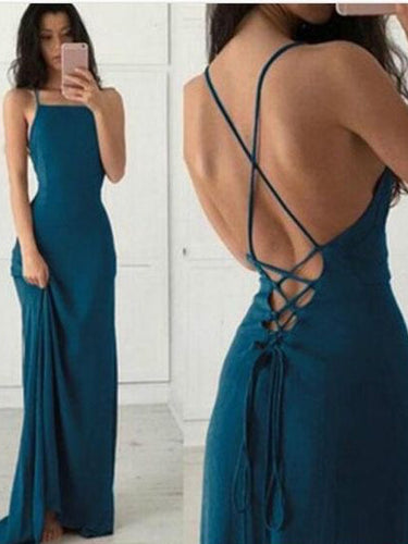 Cheap Prom Dresses Sheath Spaghetti Straps Long Prom Dress Sexy Evening Dress JKL1135|Annapromdress