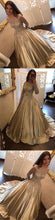 Long Sleeve Prom Dresses Sweep Train Sparkly Prom Dress Ball Gown Evening Dress JKL1142|Annapromdress