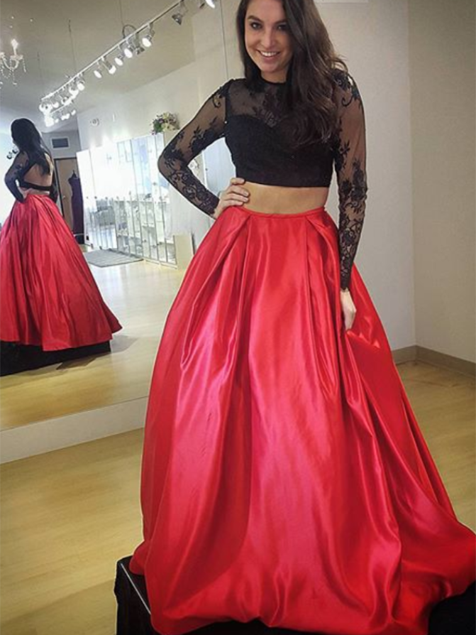 women black sweater dress Black sweetheart lace tulle long prom dress, black evening dress – shdress main image 1