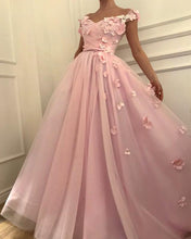 Beautiful Prom Dresses Pink A-line Hand-Made Flower Long Fairy Prom Dress JKL1145|Annapromdress