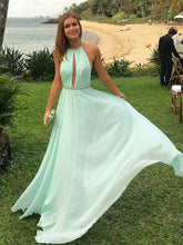 Cheap Prom Dresses Halter Aline Sage Sexy Long Simple Backless Prom Dress JKL1147|Annapromdress