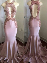 Open Back Prom Dresses Scoop Mermaid Trumpet Short Train Sparkly Prom Dress JKL1159|Annapromdress