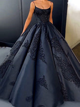 Open Back Prom Dresses Spaghetti Straps Appliques Sparkly Ball Gown Prom Dress JKL1163|Annapromdress