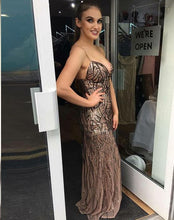 Lace Prom Dresses Spaghetti Straps Sheath Column Long Sparkly Sexy Prom Dress JKL1165|Annapromdress