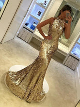 Sparkly Prom Dresses Mermaid Sequins Long Gold Prom Dress Sexy Silver Evening Dress JKL1169|Annapromdress