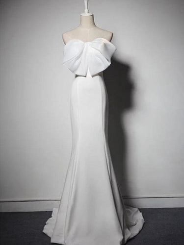 Cheap Prom Dresses Strapless Sweep Train Bowknot Long Simple Mermaid Prom Dress JKL1170|Annapromdress