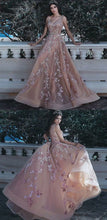 Long Prom Dresses A-line Appliques V-neck Beautiful Prom Dress Sexy Evening Dress JKL1171|Annapromdress