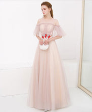 Half Sleeve Fairy Prom Dresses A-line Floor-length Tulle Long Simple Prom Dress JKL1172|Annapromdress