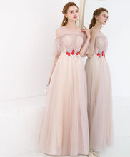 Half Sleeve Fairy Prom Dresses A-line Floor-length Tulle Long Simple Prom Dress JKL1172|Annapromdress