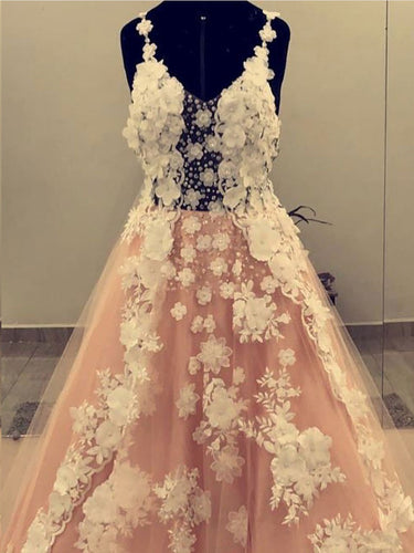 Open Back Prom Dresses Spaghetti Straps Appliques Sparkly Long Prom Dress JKL1173|Annapromdress